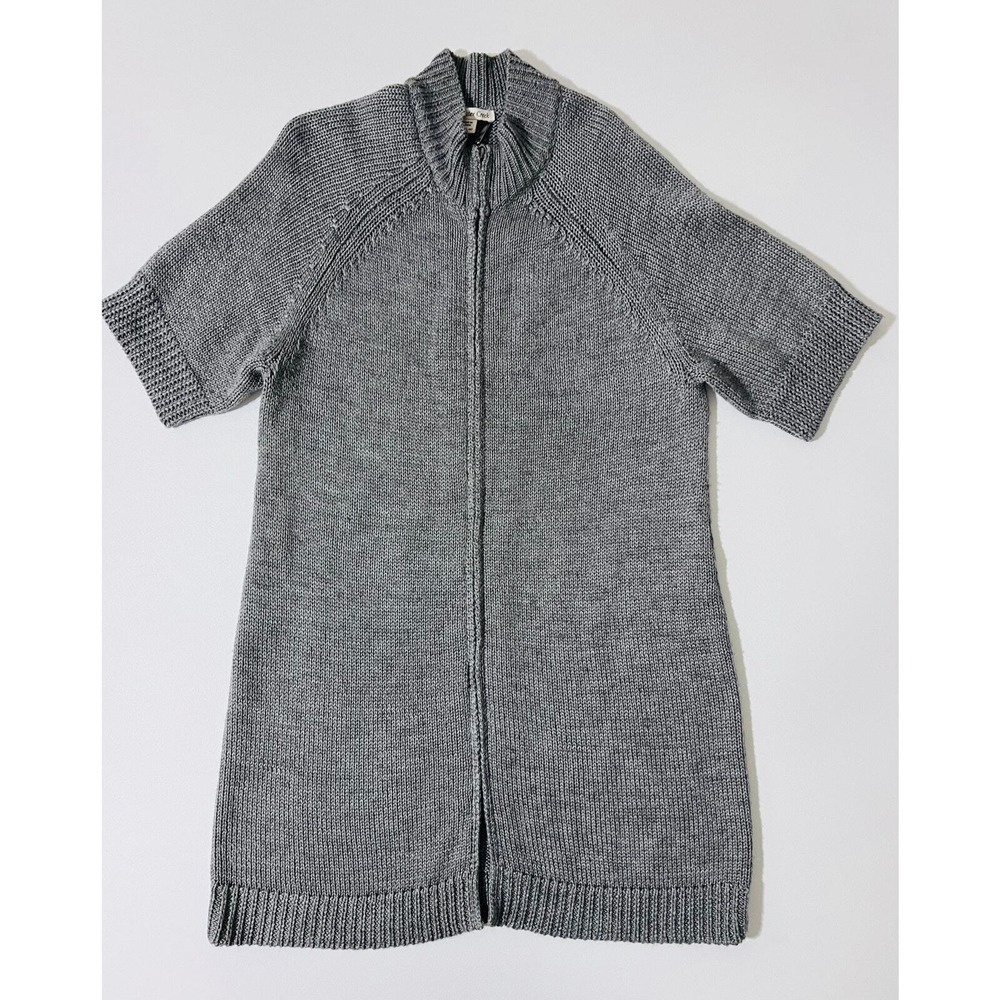 Coldwater Creek Women Sweater Large Gray Full Zip Wool Blend Lagenlook
